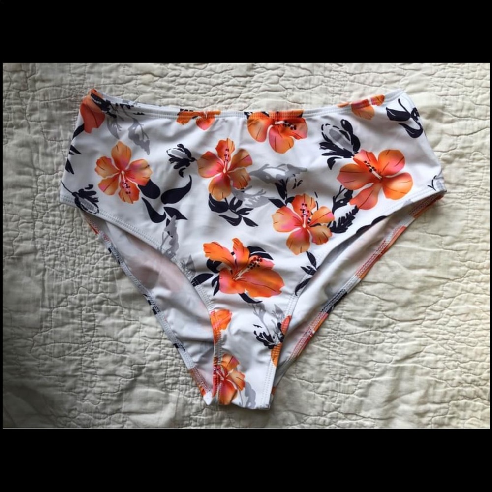 Swimsuit bottoms high waist orange floral Medium